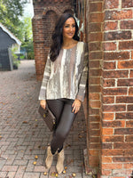 Charcoal Brushstroke Print Soft Knit Kim